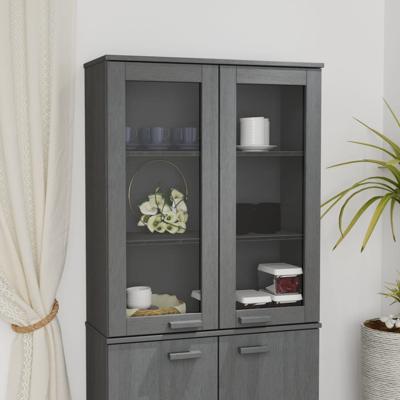 Opzetkast HAMAR 85x35x100 cm massief grenenhout donkergrijs