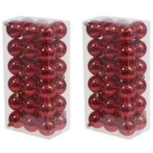 72x Kunststof kerstballen glanzend rood 6 cm kerstboom versiering/decoratie   -