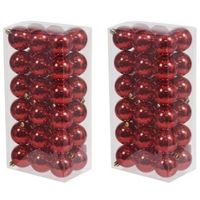 72x Kunststof kerstballen glanzend rood 6 cm kerstboom versiering/decoratie   -