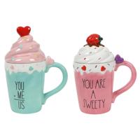 Mok slagroom met deksel en tekst 430ml