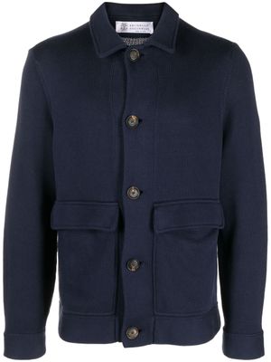 Brunello Cucinelli cardigan en coton à boutonnière - Bleu
