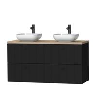 Tiger Maryport Meubelset 120 cm met 4 lades Mat zwart incl Ontario waskom (2 stuks) Hoogglans wit - 1496028918