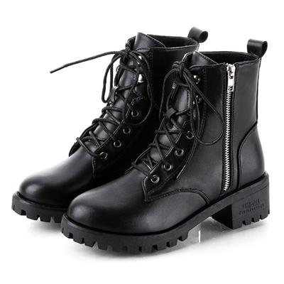 Ronde kop low-profile vrouwen enkellaars schoenen maat: 40 (zwart)