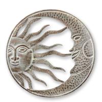 AN IRON WALL DECORATION OF THE SUN AND MOON AN IRON WALL DECORATION OF THE SUN AND MOON