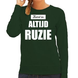 Groene foute kersttrui / sweater Kerst is: altijd ruzie outfit dames