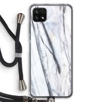 Gestreepte marmer: Samsung Galaxy A22 5G Transparant Hoesje met koord