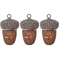 3x Vogelvoerbak eikel aan hanger 22 cm - thumbnail