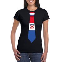 Zwart t-shirt met Kroatie vlag stropdas dames - thumbnail