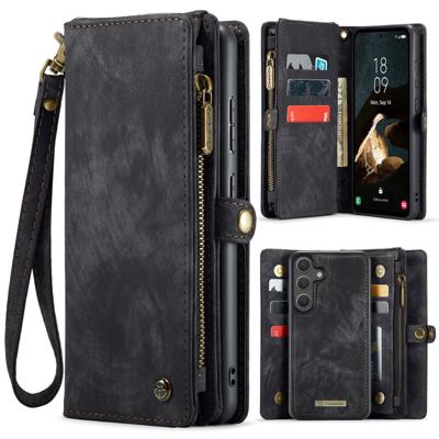 Caseme Samsung Galaxy S25 FE hoes - Vintage 2 in 1 portemonnee - Zwart