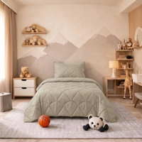 Wasbaar Kids Lazy Dekbed Zonder Overtrek - Zonder Overtrek - Velvet - Taupe Grijs - Dekbed-Discounter.nl