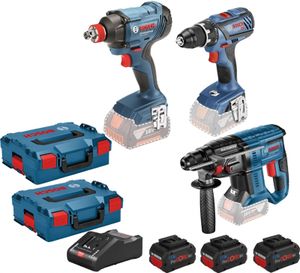 Bosch Blauw 3 TOOLKIT GSR 18V-28 + GDX 18V-200  + GBH 18V-21 |  3x 4,0 Ah ProCore | L-Boxx - 0615990M0V