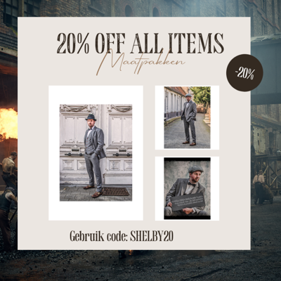 Maatpak Voor Heren | 3-delig Pak | Grijs Barleycorn | Finn Shelby | Peaky Blinders | Peaky Blinders