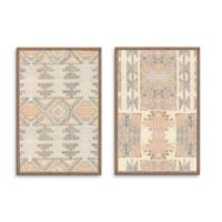 Schilderij Home ESPRIT Rood Beige Grijs 75 x 3 x 105 cm (2 Stuks)
