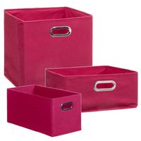 Set van 3x stuks opbergmanden/kastmanden 7/14/29 liter framboos roze van linnen 31 cm - Opbergkisten - thumbnail