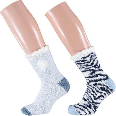 Apollo Dames sokken - 2x - 2 pack - blauw/wit - maat 36/41 - pluche - warm Apollo Dames sokken - 2x - 2 pack - blauw/wit - maat 36/41 - pluche - warm