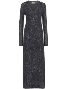 Brunello Cucinelli robe longue ornée de sequins à col v - Gris