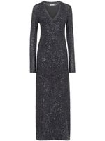 Brunello Cucinelli robe longue ornée de sequins à col v - Gris