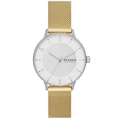 Skagen SKW3092 Horloge Riis Mesh staal goud- en zilverkleurig-wit 36 mm