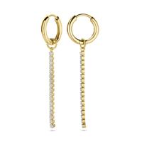 Geelgoud op 925 Zilveren Klapoorringen met Zirkonia Hanger - Tijdloze Glamour en Verfijnde Luxe