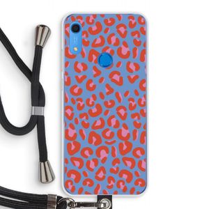 Leopard blue: Huawei Y6s Transparant Hoesje met koord