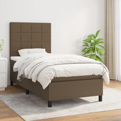 Boxspring met matras stof donkerbruin 80x200 cm
