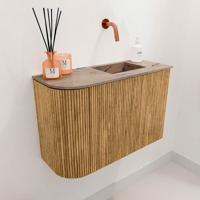 Toiletmeubel Mondiaz Joya Dlux | 61.6 cm | Meubelkleur Oak | Faye wastafel Arena Wasbak Rechts | Zonder kraangat(en)