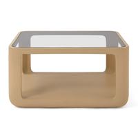 Salontafel Yobeko Mudstone textuur en glas 80x80cm