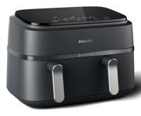 Philips 3000 series NA351/00 friteuse Dubbel 9 l Vrijstaand 2750 W Heteluchtfriteuse Zwart, Zilver