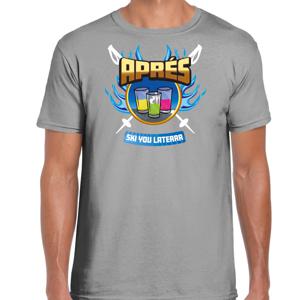 Apres ski t-shirt voor heren - apres ski you later - grijs - wintersport