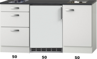 Kitchenette 150cm wit hoogglans met koelkast en kookplaat RAI-53 - thumbnail