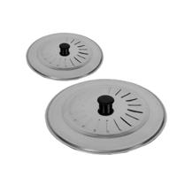 Gerimport Set 2x stuks spatdeksels - pannendeksels - rvs - stoomuitlaat - Dia 18 en 28 cm