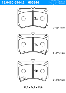 Remblokkenset, schijfrem ATE, u.a. fÃ¼r Mazda, KIA