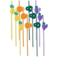 Alpina Hawaii/Fruit thema feest drinkrietjes - 12x stuks - 22 cm - kunststof - Tropisch themafeest