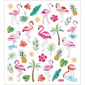 Flamingo thema Kinder stickers - gekleurd - 37x stuks - Kinder sticker