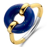 TI SENTO-Milano 12236BL Ring zilver-kleursteen goudkleurig-blauw Maat 50