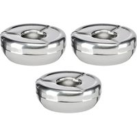 3x Ronde RVS asbakken 12 cm