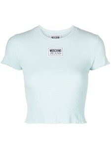 MOSCHINO JEANS t-shirt crop en maille fine nervurée - Bleu