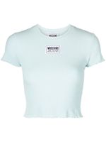 MOSCHINO JEANS t-shirt crop en maille fine nervurée - Bleu