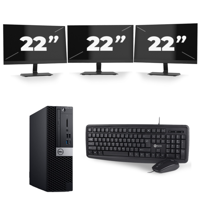 Dell OptiPlex 7070 SFF - Intel Core i5-9e Generatie - 8GB RAM - 256GB SSD - Windows 11 + 3x 22 inch Monitor
