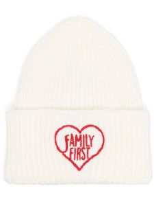 Family First bonnet en maille nervurée à logo brodé - Blanc