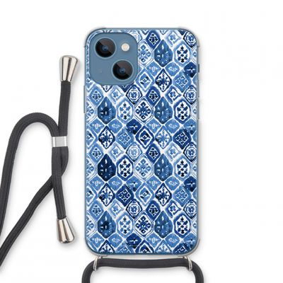 Blauw motief: iPhone 13 mini Transparant Hoesje met koord