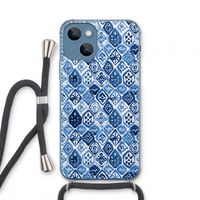 Blauw motief: iPhone 13 mini Transparant Hoesje met koord