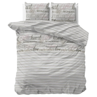 Dekbedovertrek Violet Tekst & Strepen 240x200 Cm Sleeptime Elegance - Dekbed-Discounter.nl