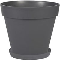 Bloempot Toscane kunststof antraciet D30 x H26 cm inclusief onderschaal D23 cm