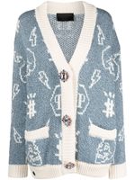 Philipp Plein cardigan à logo intarsia - Bleu