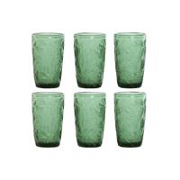 Glazenset Home ESPRIT Groen Kristal Met reliëf 370 ml (6 Stuks)