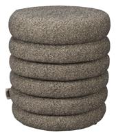 Dutchbone Poef 'Fern' Bouclé, kleur Zwart