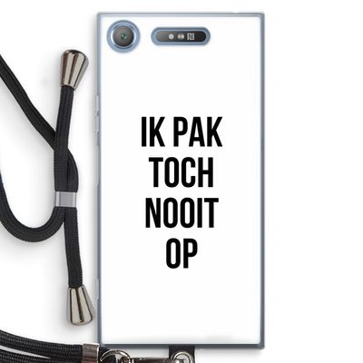 Ik pak nooit op: Sony Xperia XZ1 Transparant Hoesje met koord