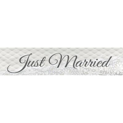 Just Married bruiloft versiering banner - 360 x 60 cm - Huwelijk feestartikelen en versiering