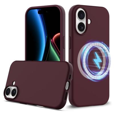 Lunso iPhone 17 hoesje - Flexibel siliconen Backcover met MagSafe - Bordeaux Rood